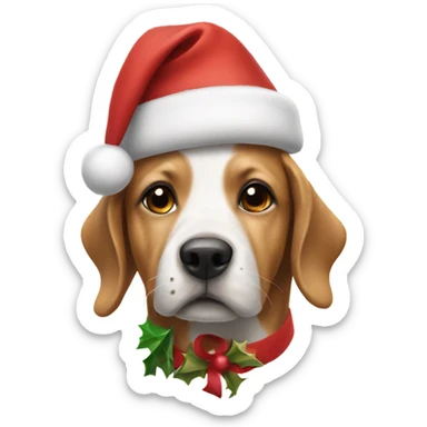 Dog wearing a Christmas hat sticker