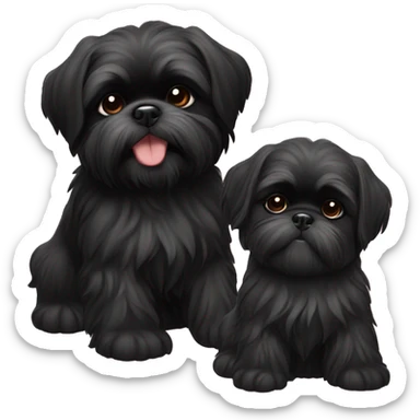 happy black shih tzu puppy and black shi tzu sticker