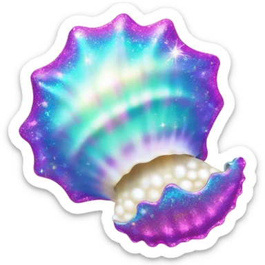 Lisa Frank sparkle open sea shell with pearl  sticker