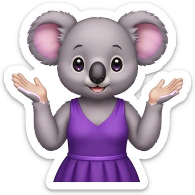 Koala purple drees eyelashe clapping sticker