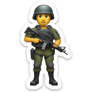 Special forces policeman in military clothing with a weapon in one hand and a shield in the other sticker