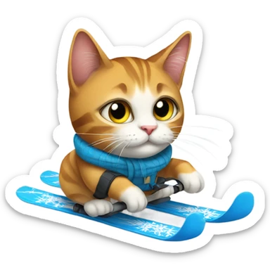 Cat on skis sticker