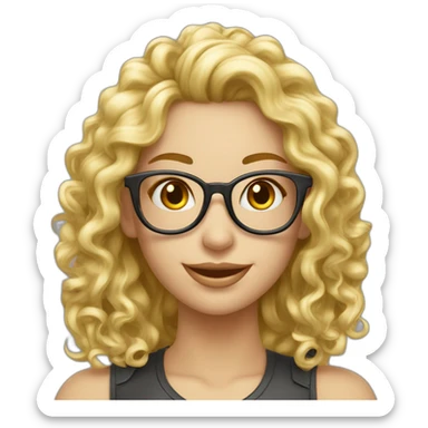 Mujer pelo largo rizado mechas rubia gafas metalicas sticker