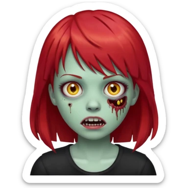 zombie girl with red hair and bangs emoji sticker