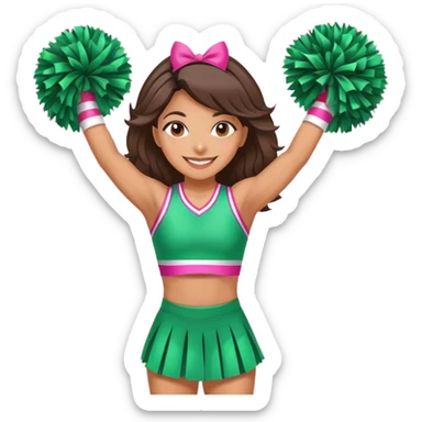 Hispanic woman cheerleader in pink and green  sticker