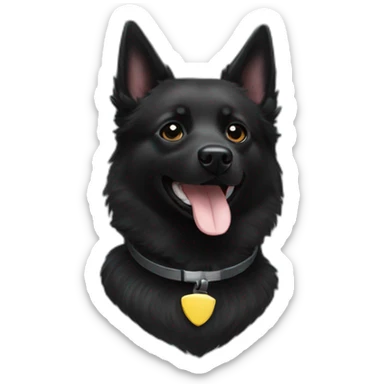Schipperke with BMW on the neck sticker