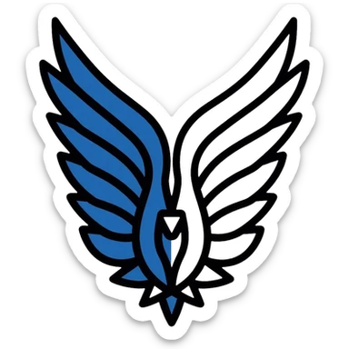 Wings of Freedom logo from Attack on Titan, overlapping blue and white wings, Survey Corps emblem sticker