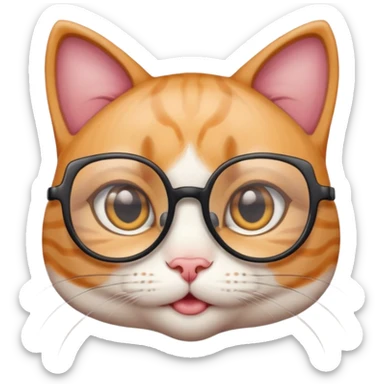 cute girl cat with big, super thin-framed glasses sticker