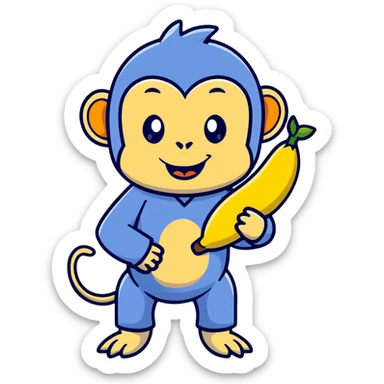 Monkey in dinosaur pajamas and eating a banana  sticker