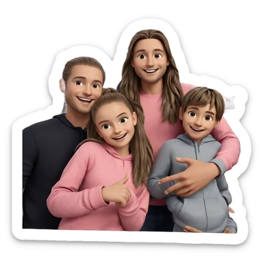 smiling friends with long hair sticker