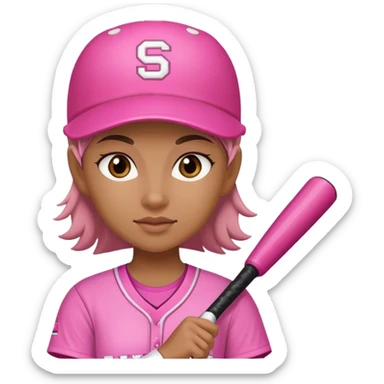 Female softball player pink sticker