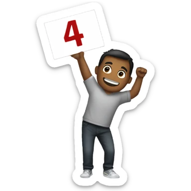 holding up a sign that says 4/10 sticker