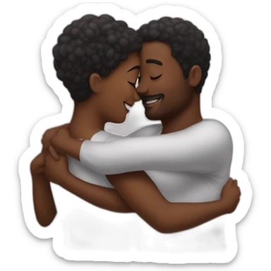 two black inlove emojis hugging sticker