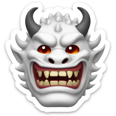 White oni dragon japanese mask sticker