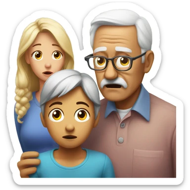 concerned family looks at grandpa  sticker