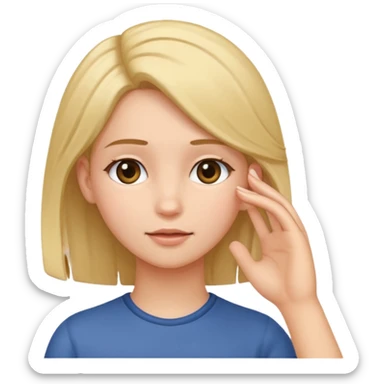 Girl tucking hair behind her ear with her hand  sticker