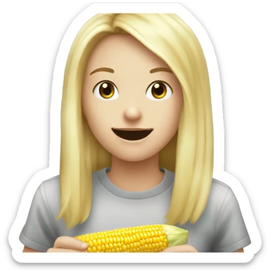 White girl blonde hair eating corn on the con sticker
