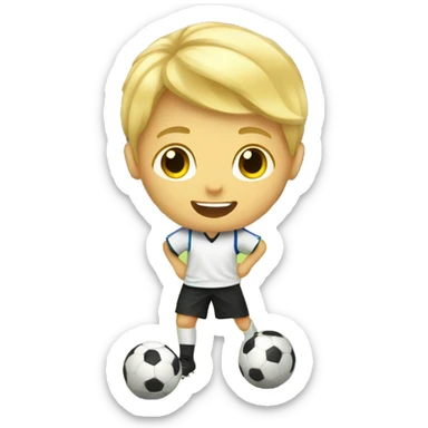 Blond boyplaying soccer sticker