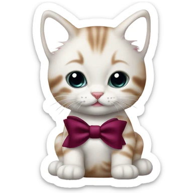 Baby kitty with a coquette burgundy bow sticker
