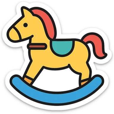 rocking horse, classic toy look, color icon style sticker