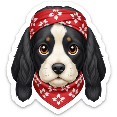 Собака породы черно-белый русский кокер спаниель в бандане Grow Street sticker
