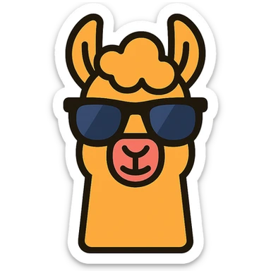 cool llama wearing sunglasses, modern icon style sticker