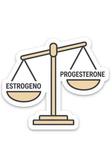 squilibri estrogeno progesterone in italiano senza sfondo con una bilancia sticker
