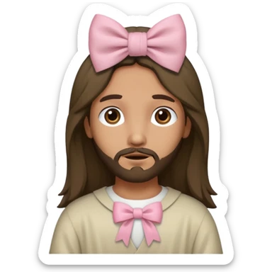 a historical accurate jesus with a super pale pink bow sticker
