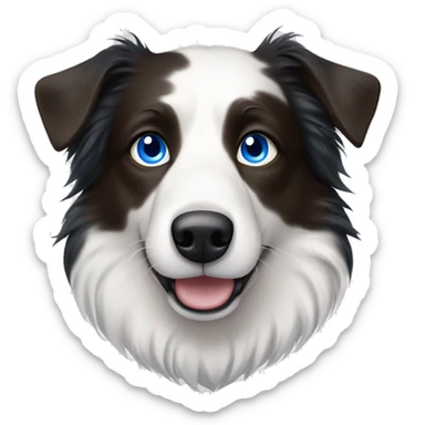 A white with black spots merel border collie with one blue eye and one brown eye ears sticking up  sticker