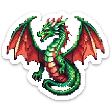 Dragon-shaped member emblem with scales transitioning from green to red gradient sticker
