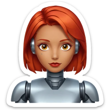 female vibrant hair color metalic robot face like last picture of the last one sticker