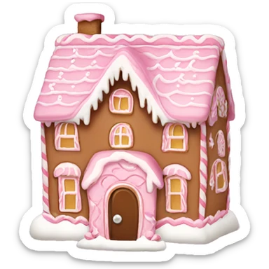 Cosy light pink gingerbread house  sticker