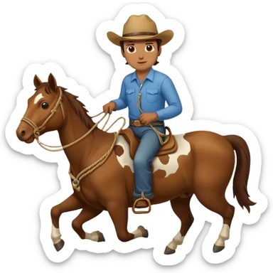 Rancher Riding A Horse And Roping Cattle sticker