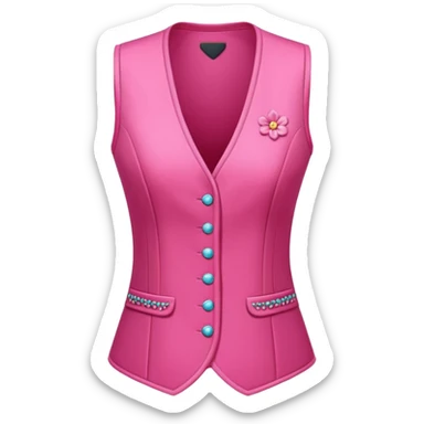 a stylish women’s vest, sleeveless, elegant and decorative design, in a bright pink color with small cute details, feminine and fancy look, no background, ONLY VEST sticker