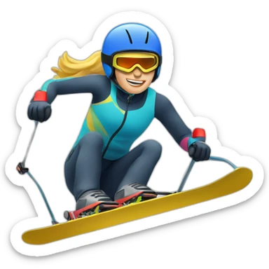 Slalom downhill skiing sticker