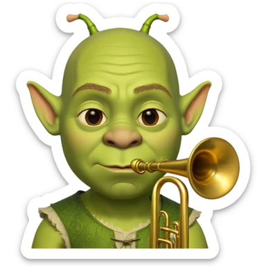 shrek sans cheveux et deux petites oreilles en forme de trompettes une sur chaque cote de son crane sticker