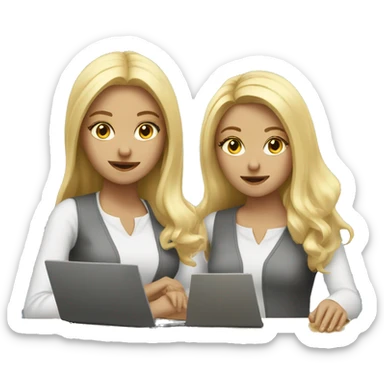 Two blonde girls working sticker