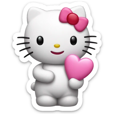 Hello kitty holding a little pink heart  sticker