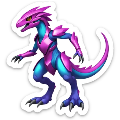 Shiny Nebula Futuristic Fakemon-Pokemon-Digimon-Spectrobes-Raptor-fusion, full body sticker