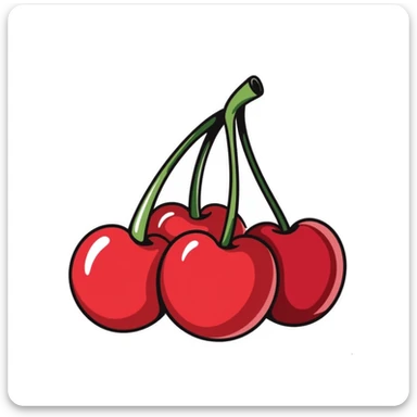 Hand-drawn cluster of red cherries with stems sticker