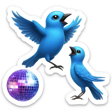 Blue birds dancing under disco ball sticker
