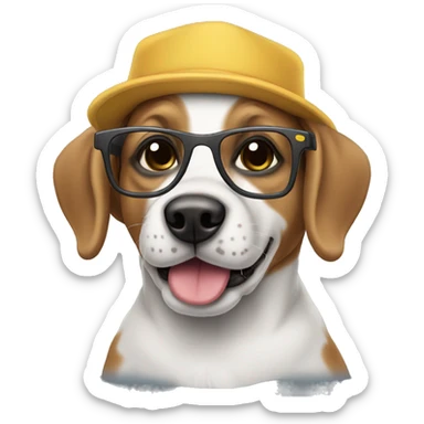 Dog with a shirt hat and glasses  sticker