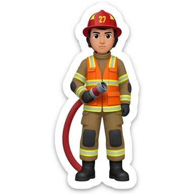 Filipino man firefighter brown uniform and boots sticker