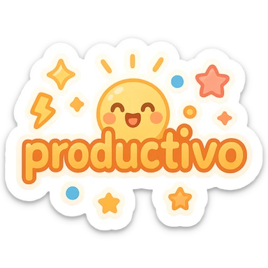 the word 'productivo' in cute chibi sticker style, full of energy and motivation, bright and cheerful colors, playful and motivating design sticker