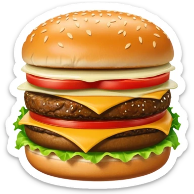 cheeseburger with ketchup, onion, tomato, lettuce, and mayo sticker