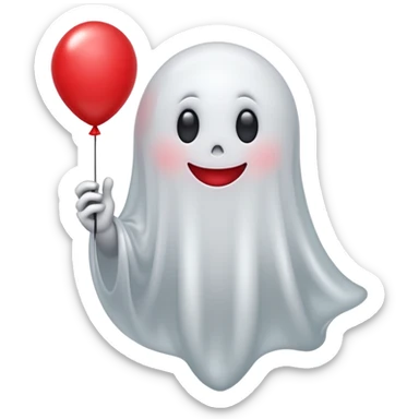 smiling ghost holding a balloon sticker