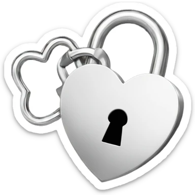  Heart lock silver  sticker