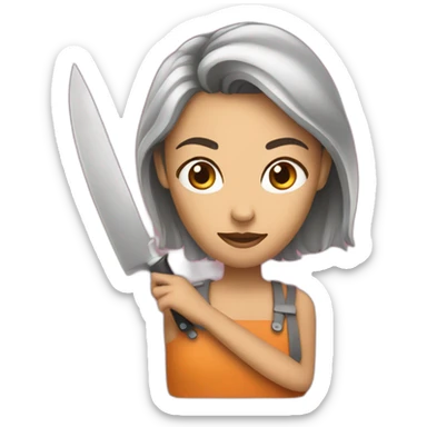 femme avec couteau sticker
