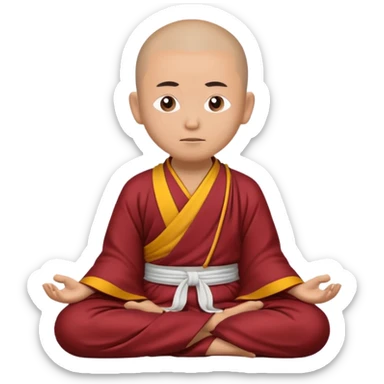 Tibet emoji showing a Tibetan monk in traditional robes meditating, with a serene and spiritual atmosphere, in a simple emoji style sticker