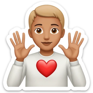 person making a heart with hands sticker